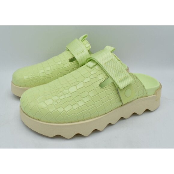 Sorel Womens Size 8.5 Viibe Lime Green White Croc Embossed Slip On Clogs Shoes - Picture 1 of 13